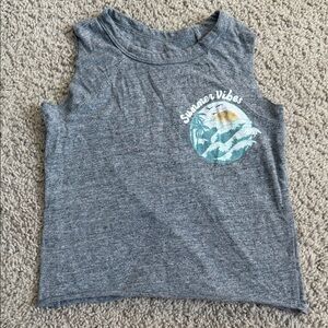 Grayson Mini-Gray Sleeveless Kids Top with 'Summer Vibes' Print